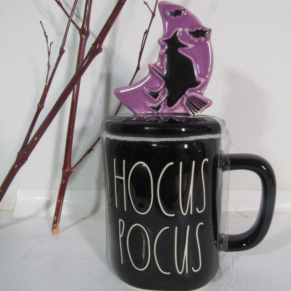 RAE DUNN NEW WITCH HOCUS POCUS HALLOWEEN MUG CUP WITH TOP